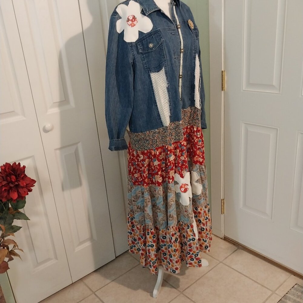 2406 Jeaniemade Size 14 Alfred Dunner Upcycled Stretch Jean Jacket